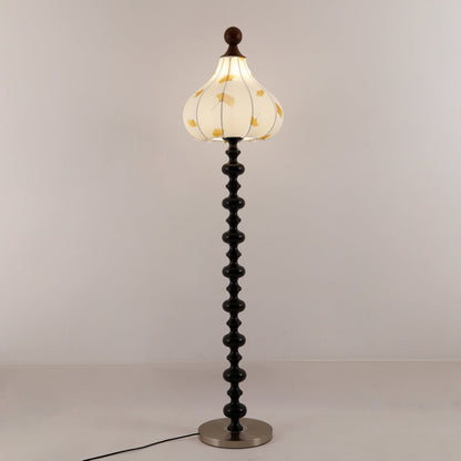 Florence Floor Lamp | Wood & Metal | Walnut & Gold Finish