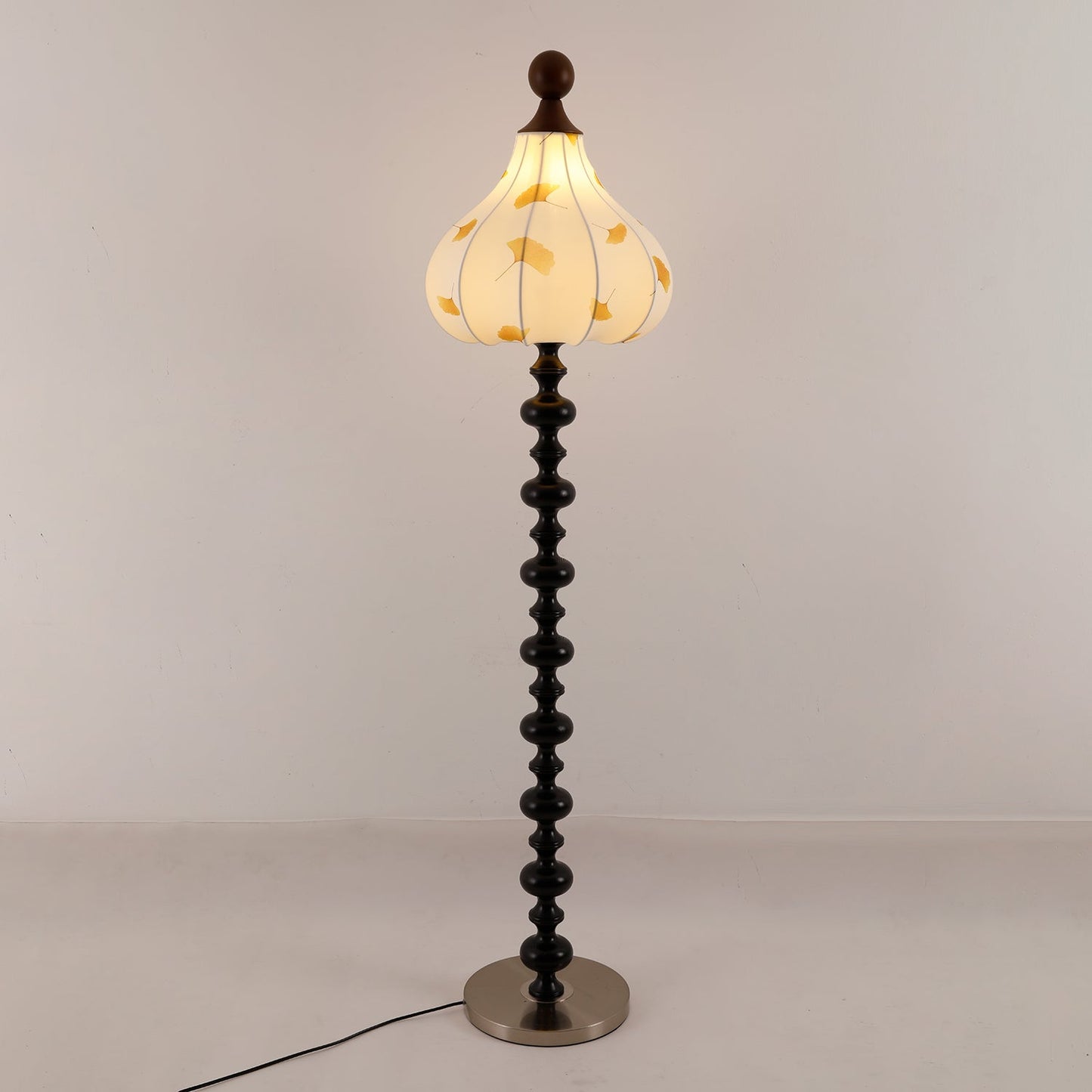 Florence Floor Lamp | Wood & Metal | Walnut & Gold Finish