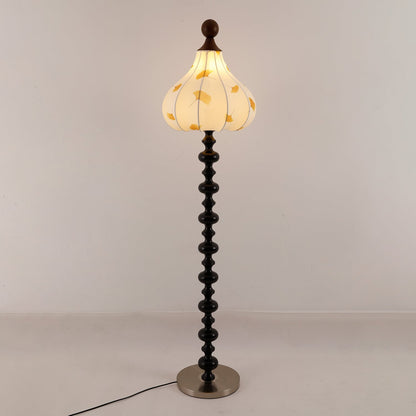 Florence Floor Lamp | Wood & Metal | Walnut & Gold Finish