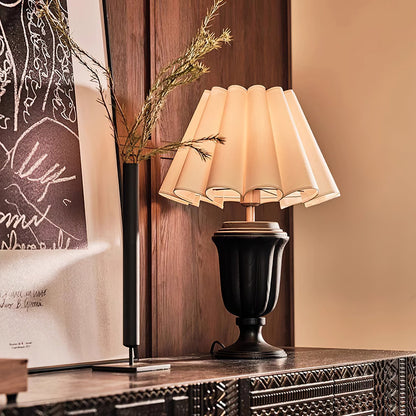 Florence Tulip Table Lamp | Wood, Fabric, Metal | White Shade