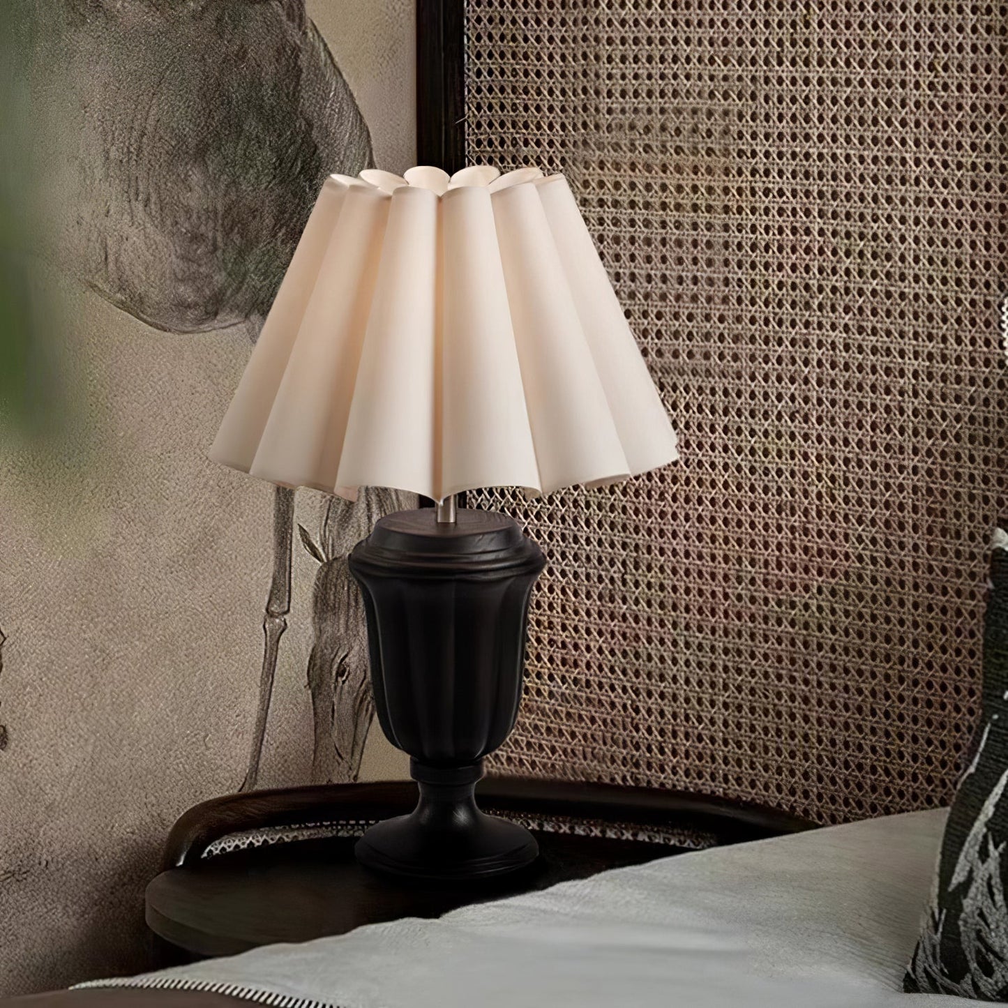 Florence Tulip Table Lamp | Wood, Fabric, Metal | White Shade