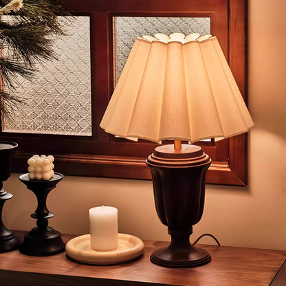 Florence Tulip Table Lamp | Wood, Fabric, Metal | White Shade