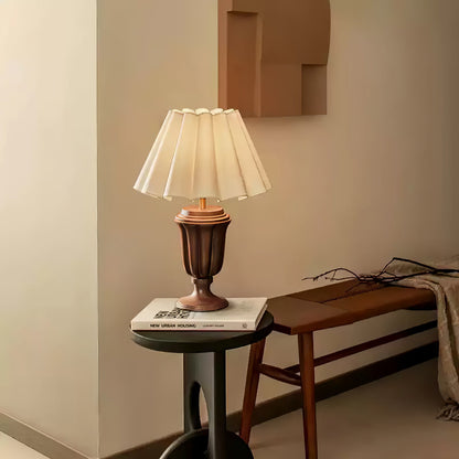 Florence Tulip Table Lamp | Wood, Fabric, Metal | White Shade