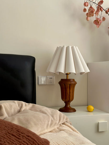 Florence Tulip Table Lamp | Wood, Fabric, Metal | White Shade