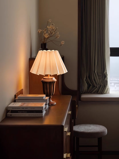 Florence Tulip Table Lamp | Wood, Fabric, Metal | White Shade