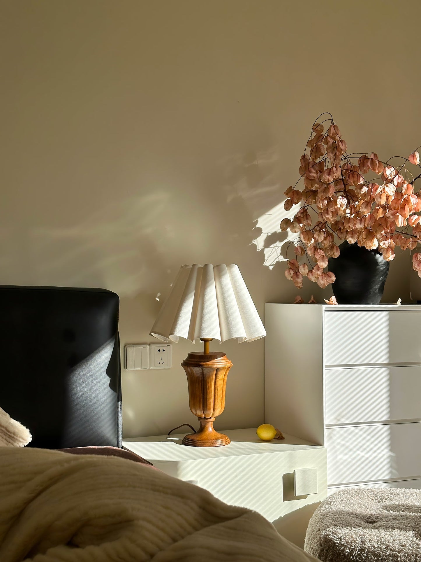 Florence Tulip Table Lamp | Wood, Fabric, Metal | White Shade