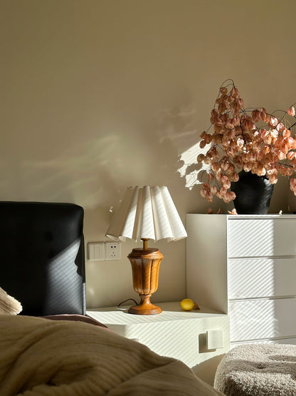 Florence Tulip Table Lamp | Wood, Fabric, Metal | White Shade