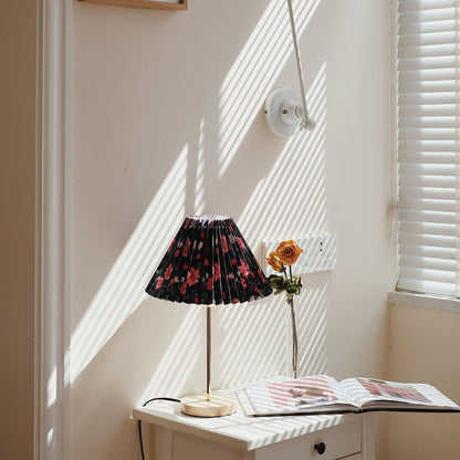 Flores Table Lamp | Fabric, Metal, Wood | Black Floral, White Floral
