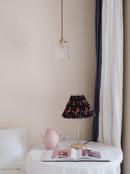 Flores Table Lamp | Fabric, Metal, Wood | Black Floral, White Floral