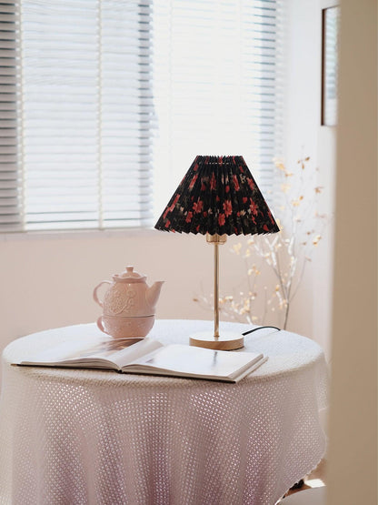 Flores Table Lamp | Fabric, Metal, Wood | Black Floral, White Floral