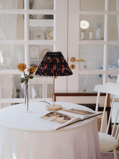 Flores Table Lamp | Fabric, Metal, Wood | Black Floral, White Floral