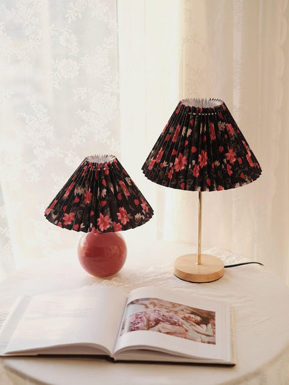 Flores Table Lamp | Fabric, Metal, Wood | Black Floral, White Floral