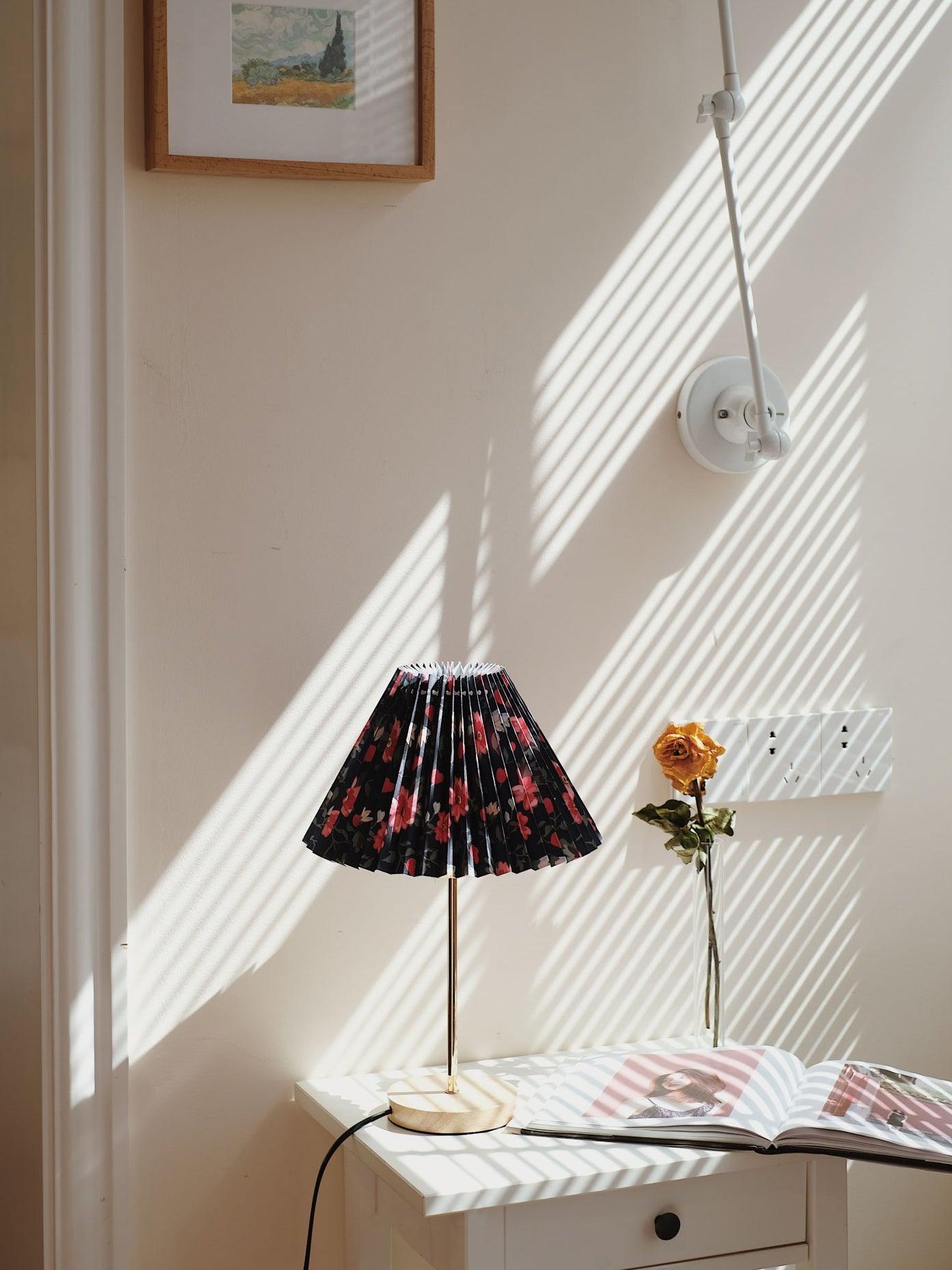 Flores Table Lamp | Fabric, Metal, Wood | Black Floral, White Floral