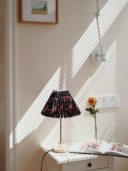 Flores Table Lamp | Fabric, Metal, Wood | Black Floral, White Floral