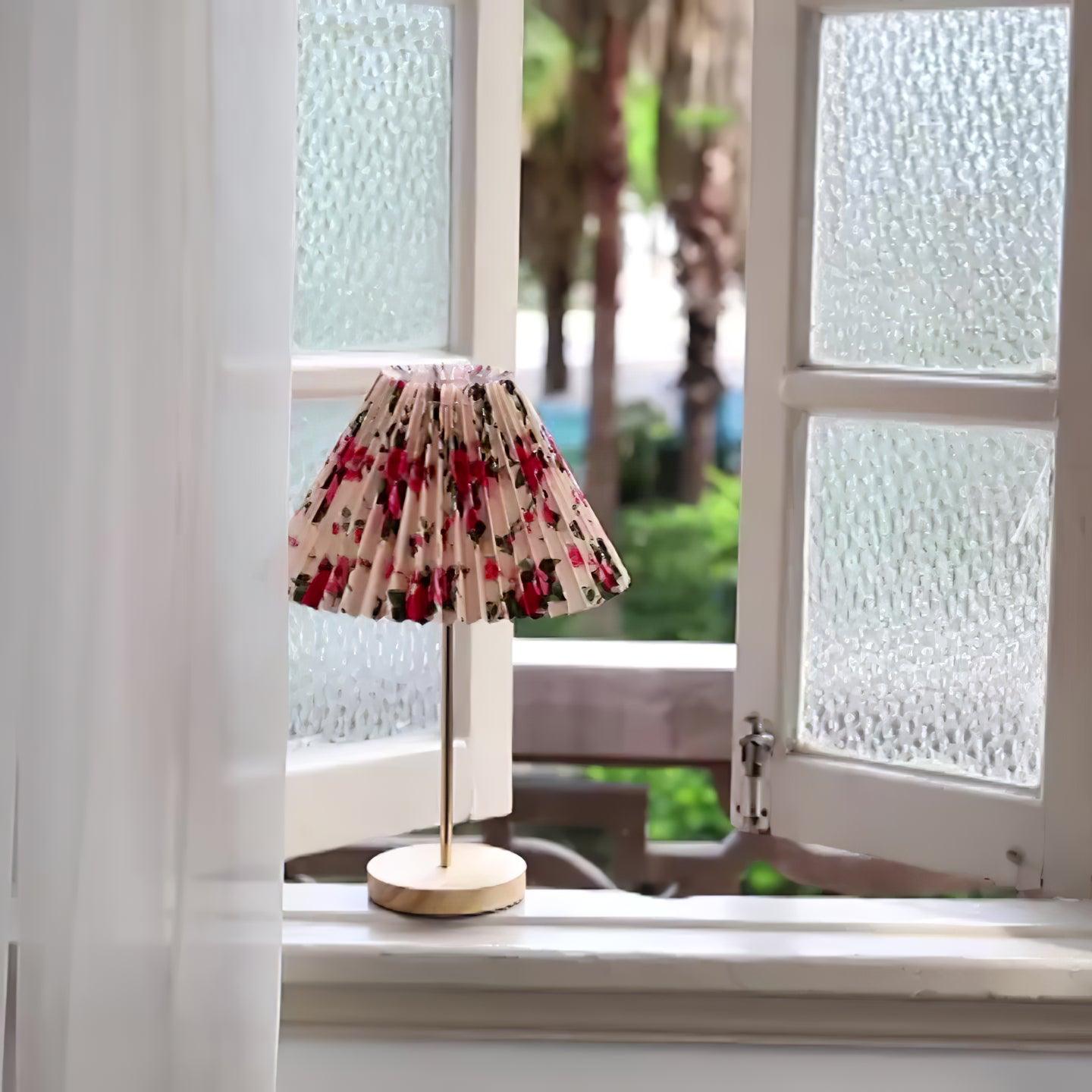 Flores Table Lamp | Fabric, Metal, Wood | Black Floral, White Floral