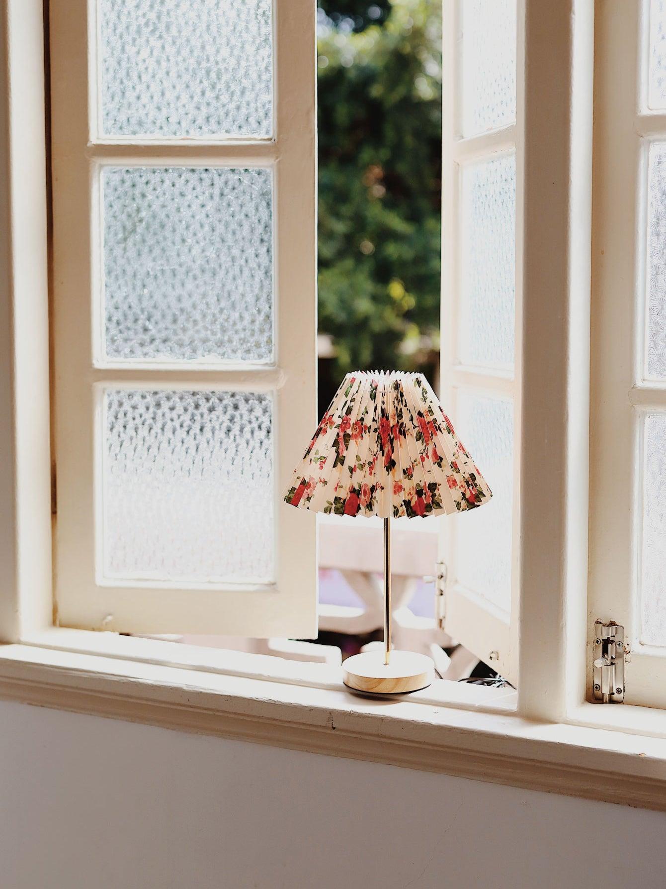 Flores Table Lamp | Fabric, Metal, Wood | Black Floral, White Floral