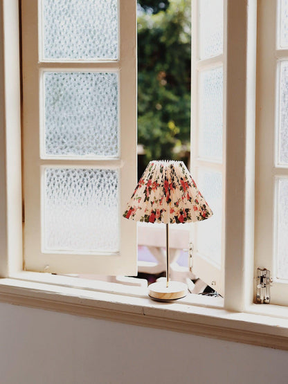 Flores Table Lamp | Fabric, Metal, Wood | Black Floral, White Floral