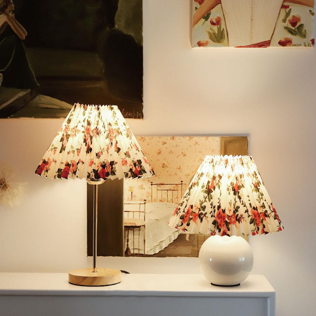 Flores Table Lamp | Fabric, Metal, Wood | Black Floral, White Floral