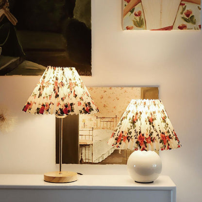 Flores Table Lamp | Fabric, Metal, Wood | Black Floral, White Floral