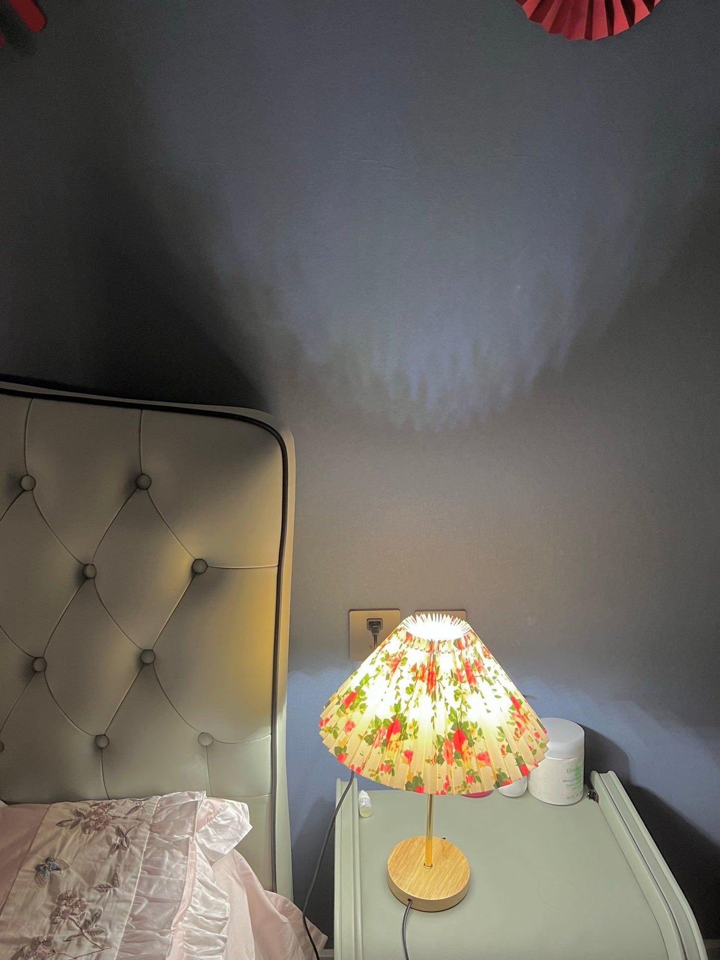 Flores Table Lamp | Fabric, Metal, Wood | Black Floral, White Floral