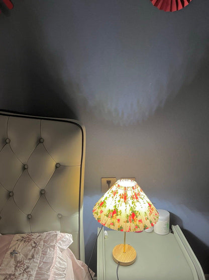 Flores Table Lamp | Fabric, Metal, Wood | Black Floral, White Floral