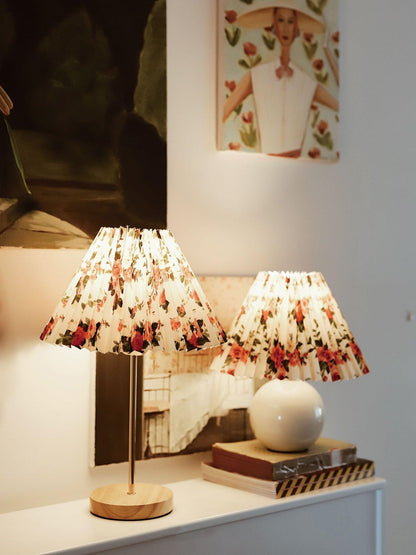 Flores Table Lamp | Fabric, Metal, Wood | Black Floral, White Floral