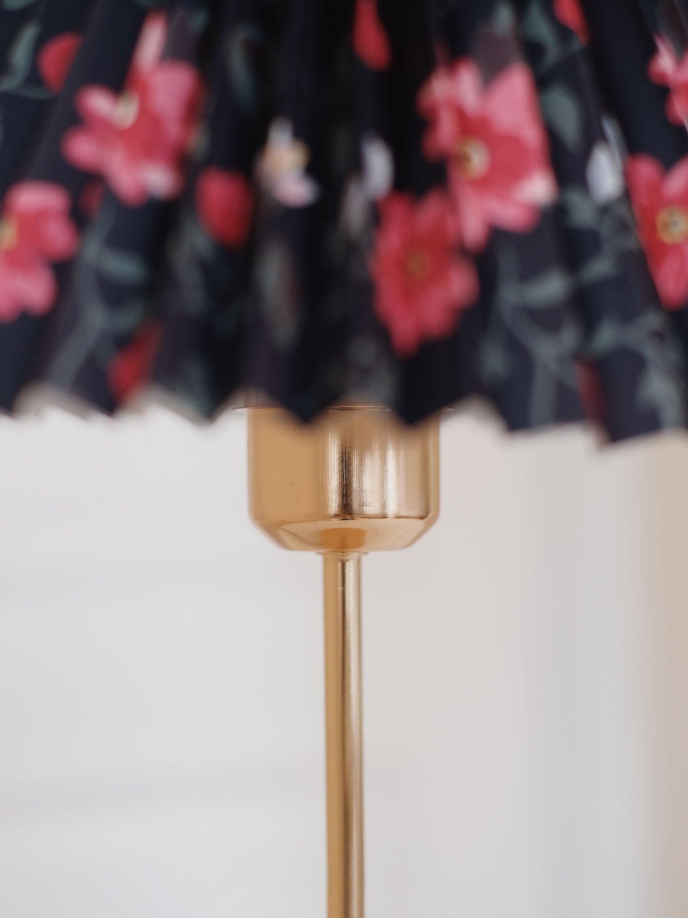 Flores Table Lamp | Fabric, Metal, Wood | Black Floral, White Floral