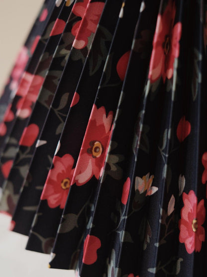 Flores Table Lamp | Fabric, Metal, Wood | Black Floral, White Floral