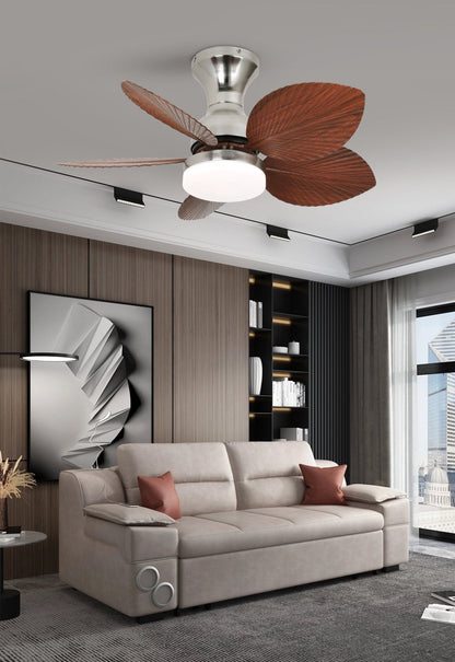 Floriva Blossom Ceiling Fan | Wooden Blades & Glass Lights | Black or Walnut Wood