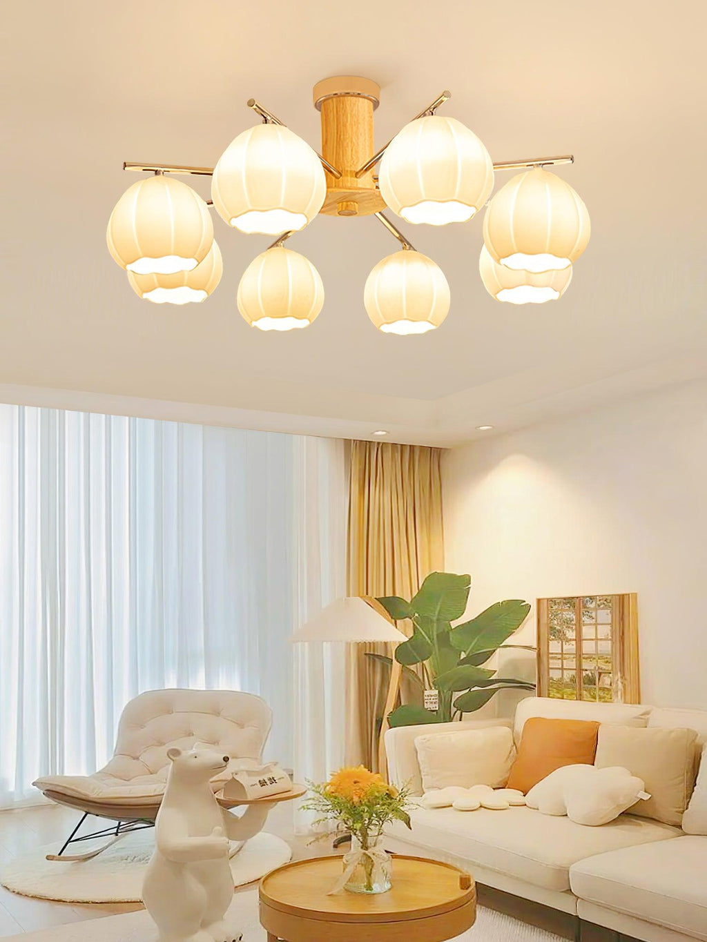 Flower Buds Ceiling Lamp | White Glass Shade | Multiple Sizes