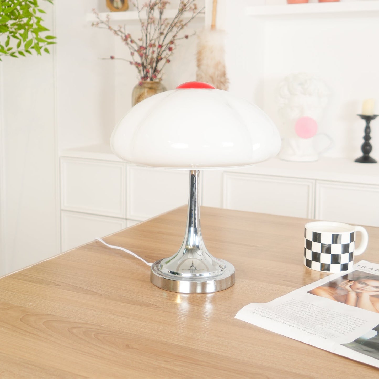 Flower Petal Table Lamp | Chrome Metal & Glass | 29cm Diameter