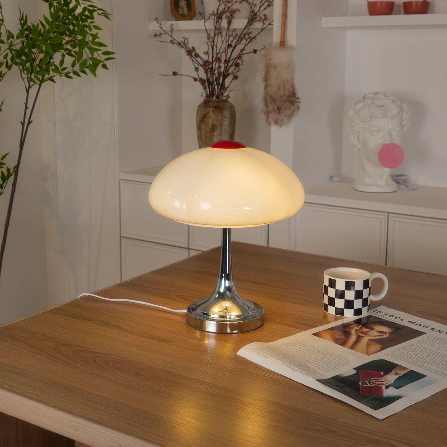 Flower Petal Table Lamp | Chrome Metal & Glass | 29cm Diameter