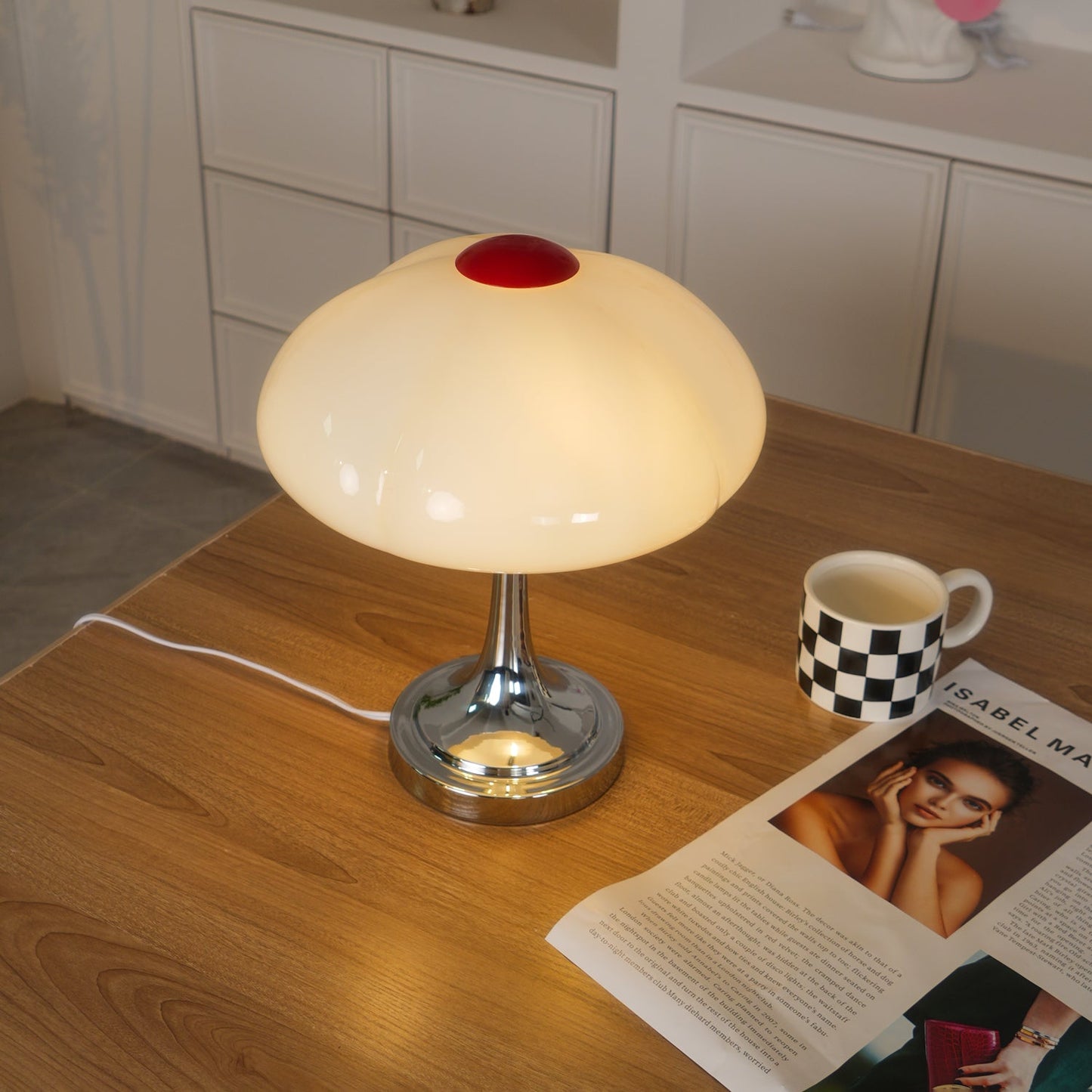 Flower Petal Table Lamp | Chrome Metal & Glass | 29cm Diameter