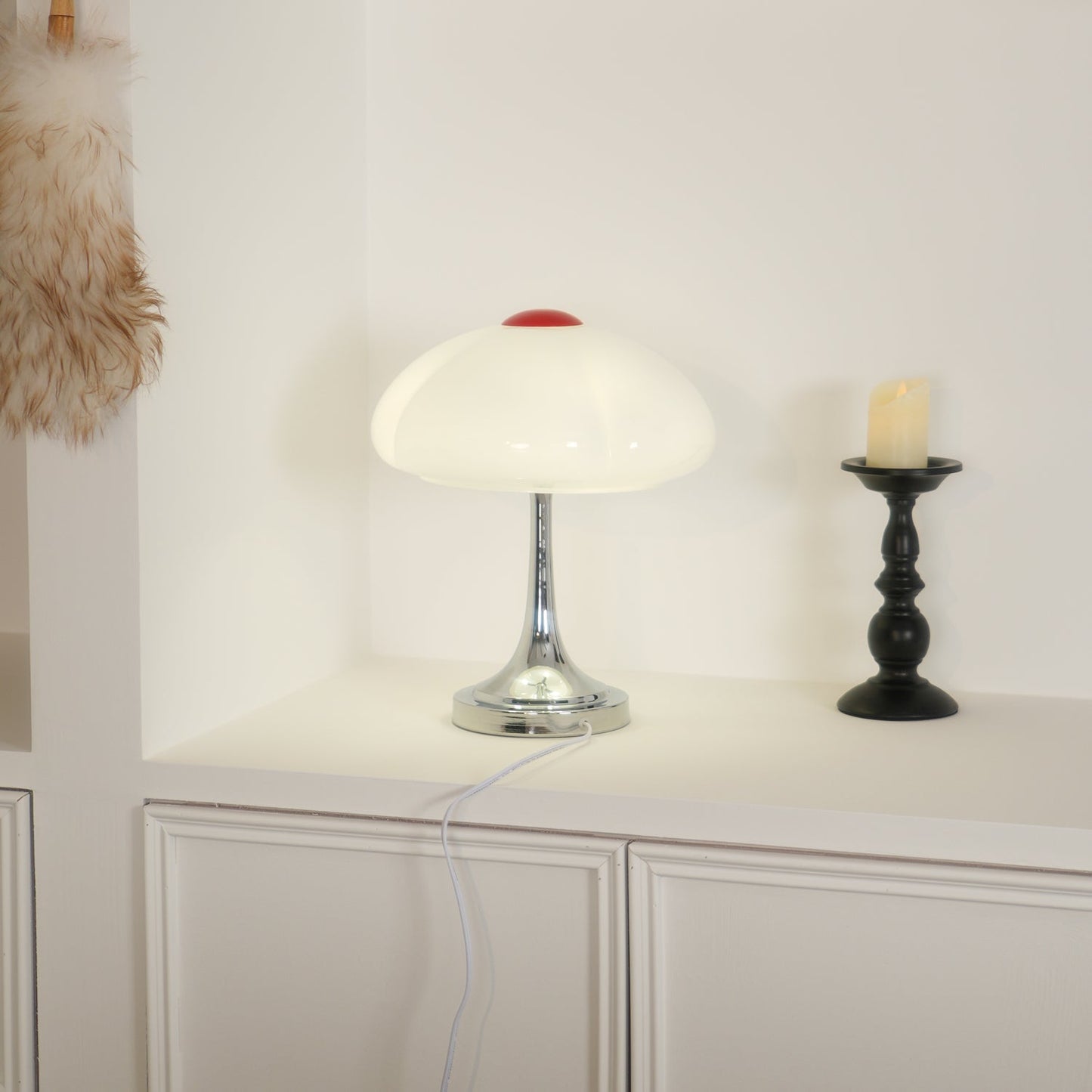 Flower Petal Table Lamp | Chrome Metal & Glass | 29cm Diameter