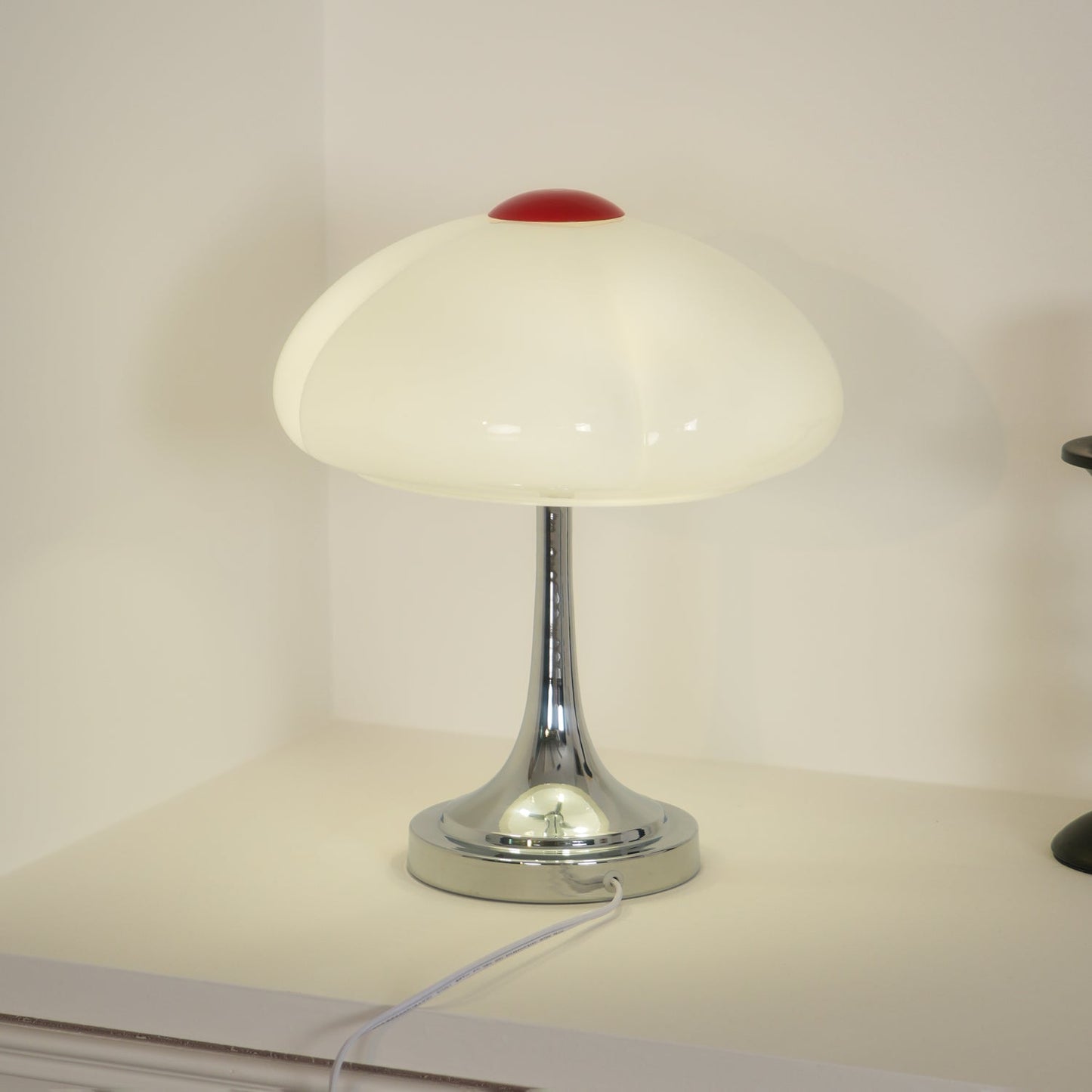 Flower Petal Table Lamp | Chrome Metal & Glass | 29cm Diameter