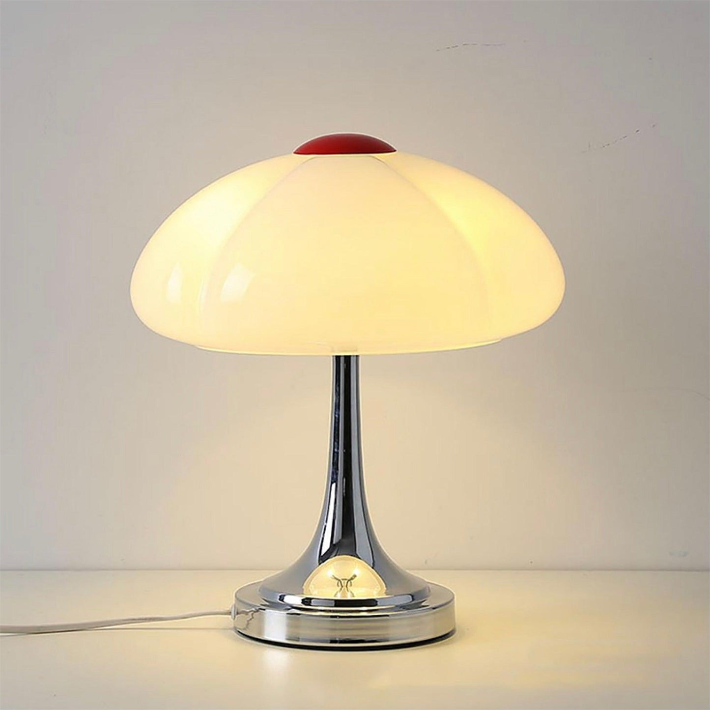 Flower Petal Table Lamp | Chrome Metal & Glass | 29cm Diameter