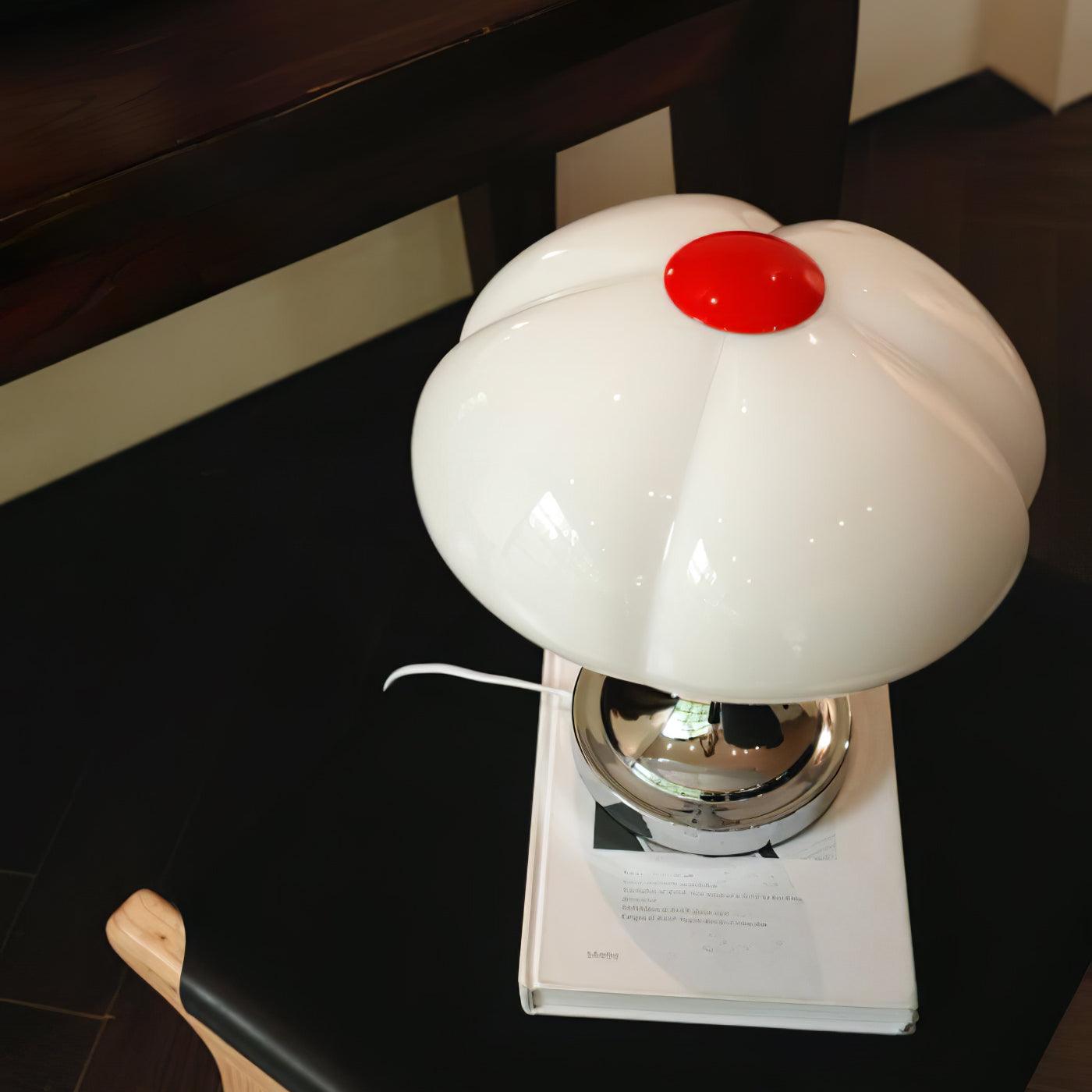 Flower Petal Table Lamp | Chrome Metal & Glass | 29cm Diameter