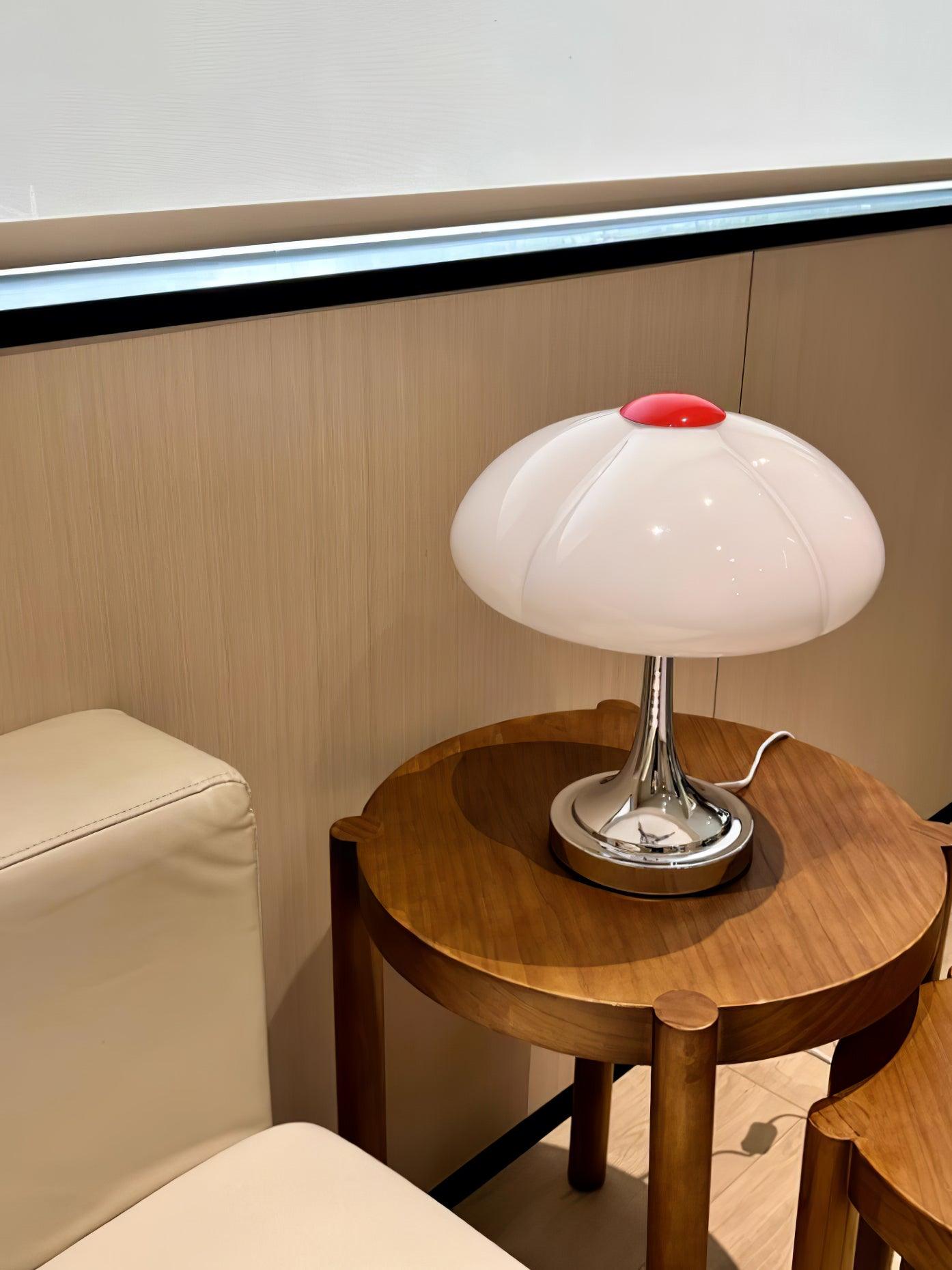 Flower Petal Table Lamp | Chrome Metal & Glass | 29cm Diameter
