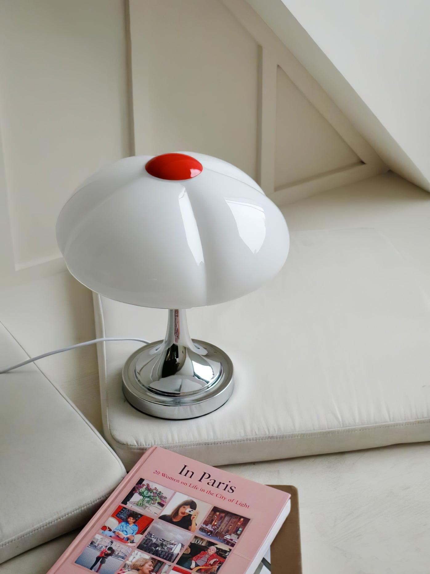 Flower Petal Table Lamp | Chrome Metal & Glass | 29cm Diameter
