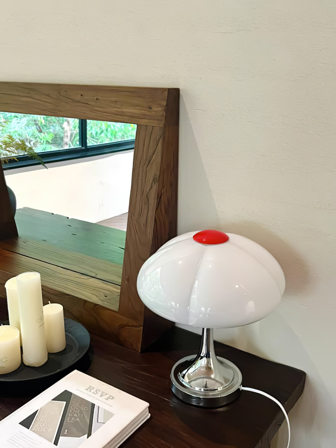 Flower Petal Table Lamp | Chrome Metal & Glass | 29cm Diameter