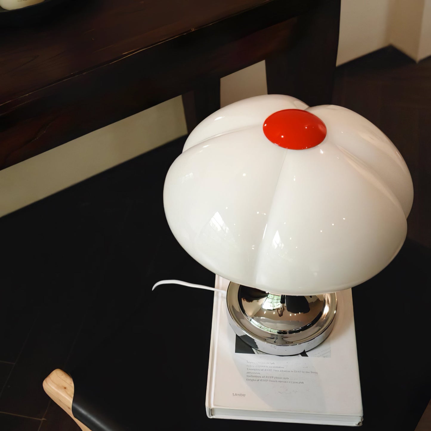Flower Petal Table Lamp | Chrome Metal & Glass | 29cm Diameter