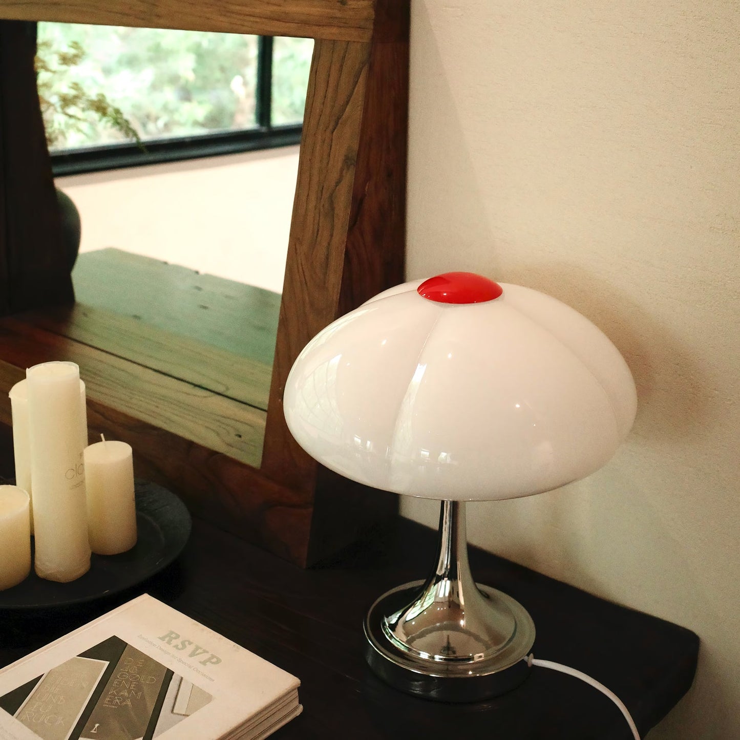 Flower Petal Table Lamp | Chrome Metal & Glass | 29cm Diameter