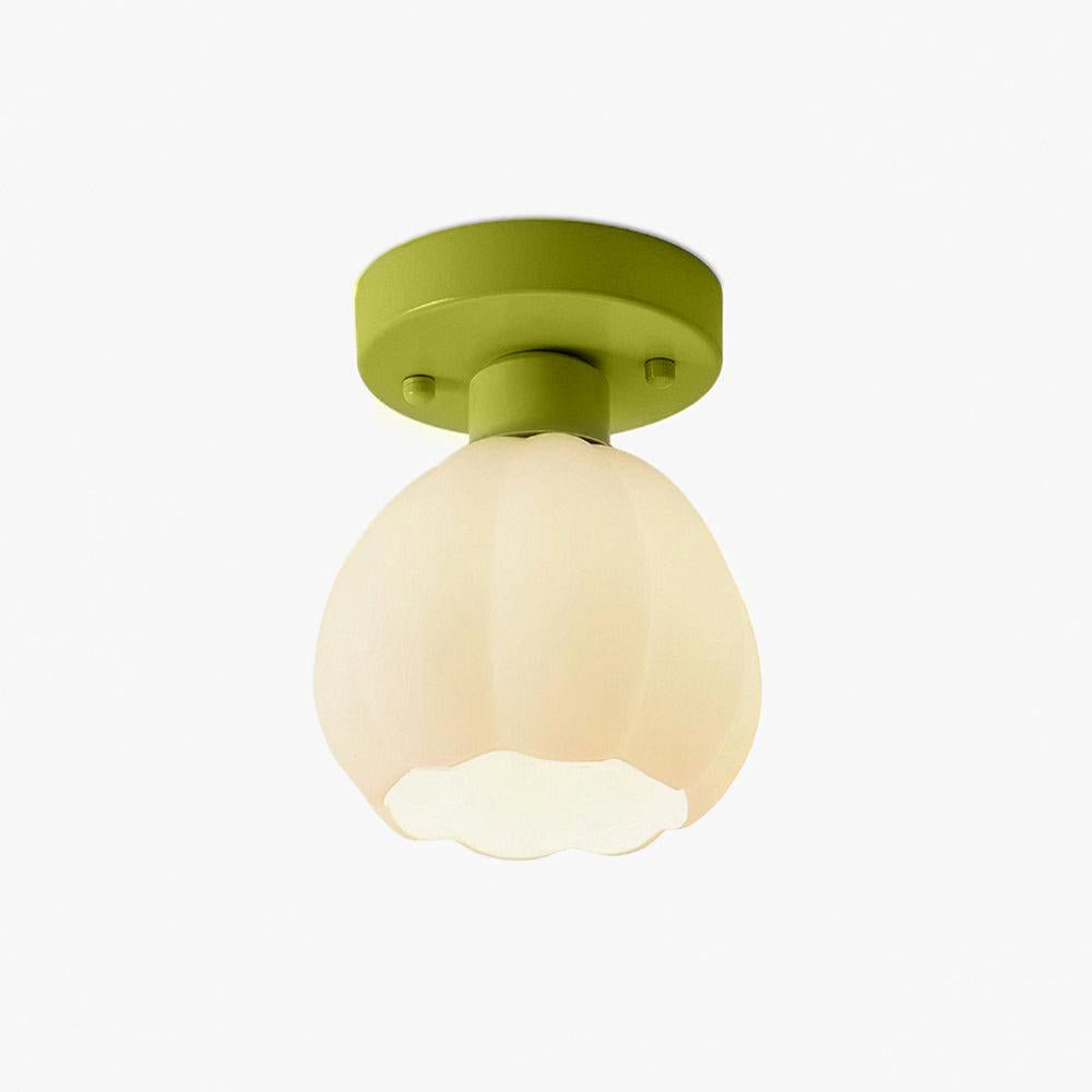 Flower Semi Flushmount Light | Glass & Metal | White