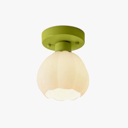 Flower Semi Flushmount Light | Glass & Metal | White