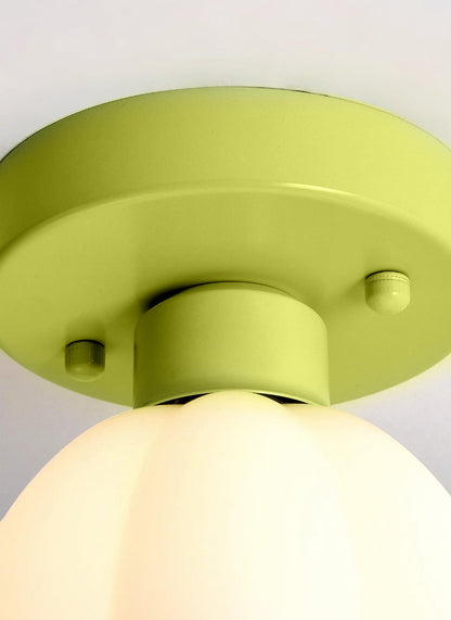 Flower Semi Flushmount Light | Glass & Metal | White