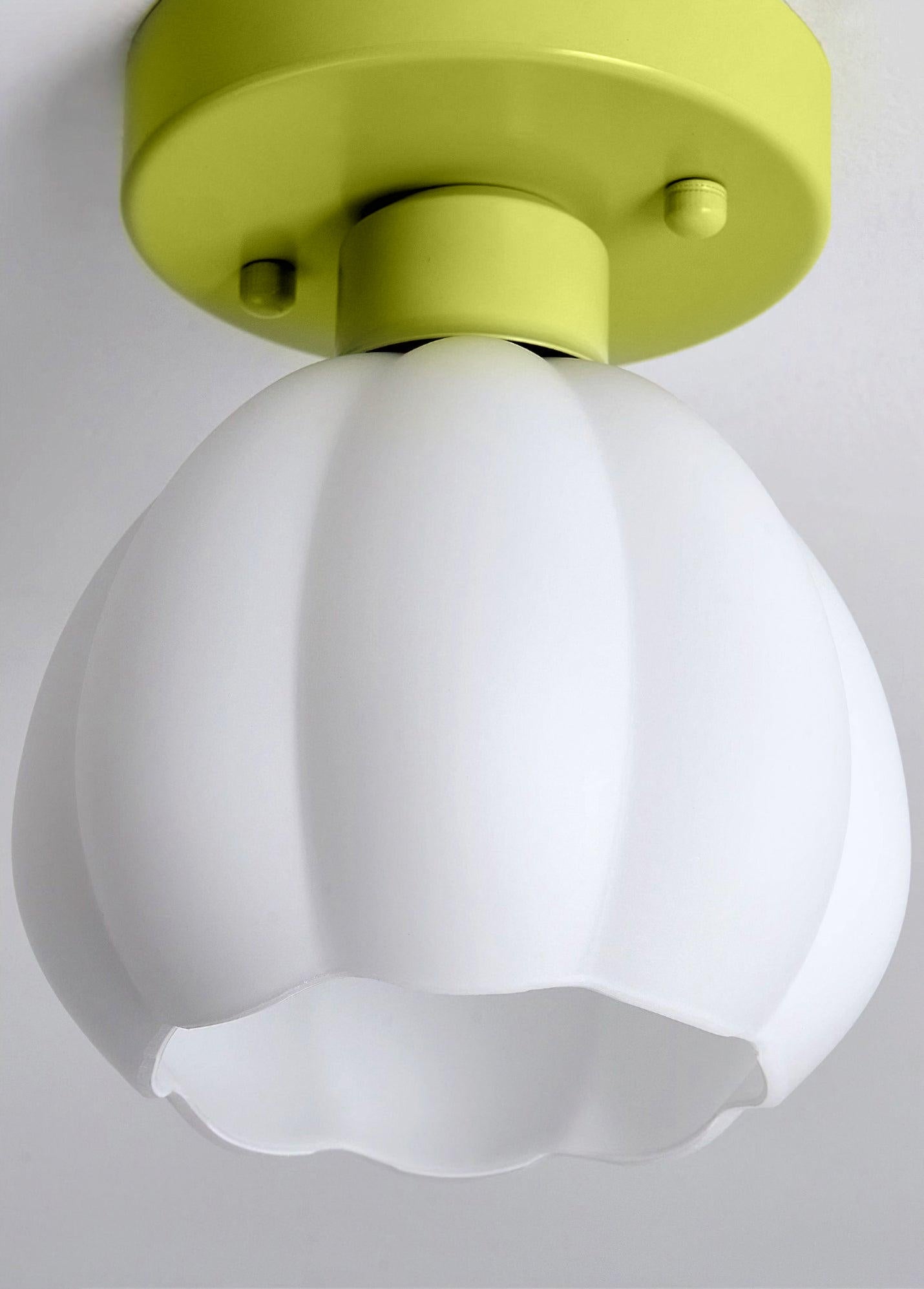 Flower Semi Flushmount Light | Glass & Metal | White