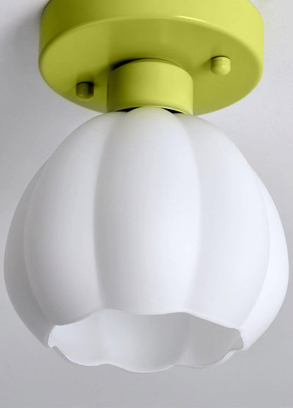 Flower Semi Flushmount Light | Glass & Metal | White