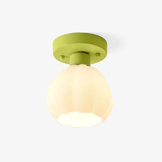 Flower Semi Flushmount Light | Glass & Metal | White