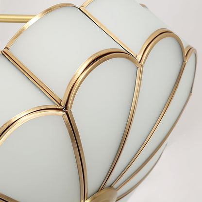 Flower Shape Ceiling Light | Frosted Glass & Brass | White Finish