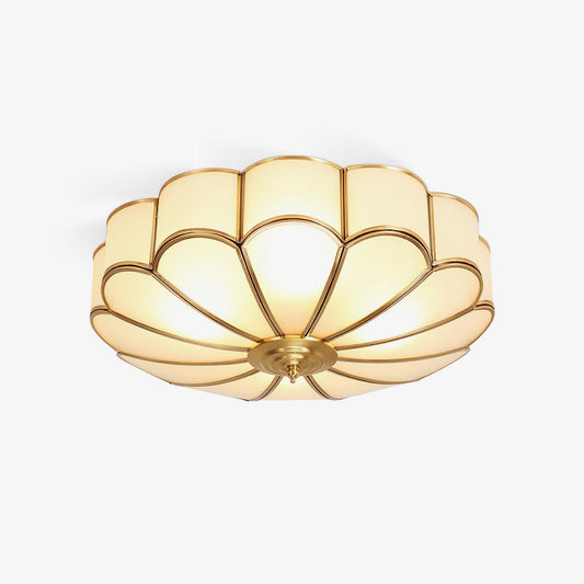 Flower Shape Ceiling Light | Frosted Glass & Brass | 3, 4, or 6 Heads